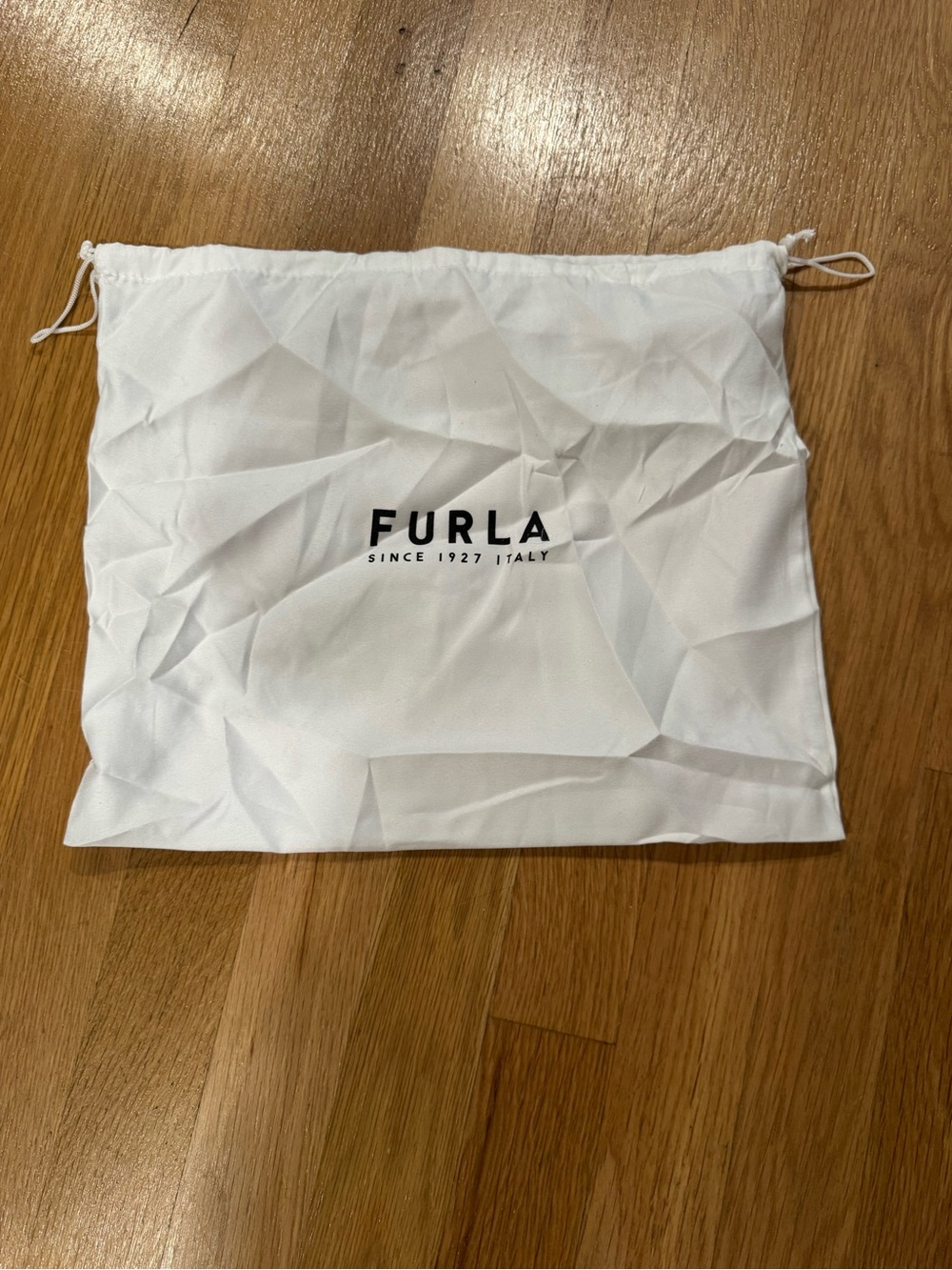 Furla White Drawstring Logo Pouch